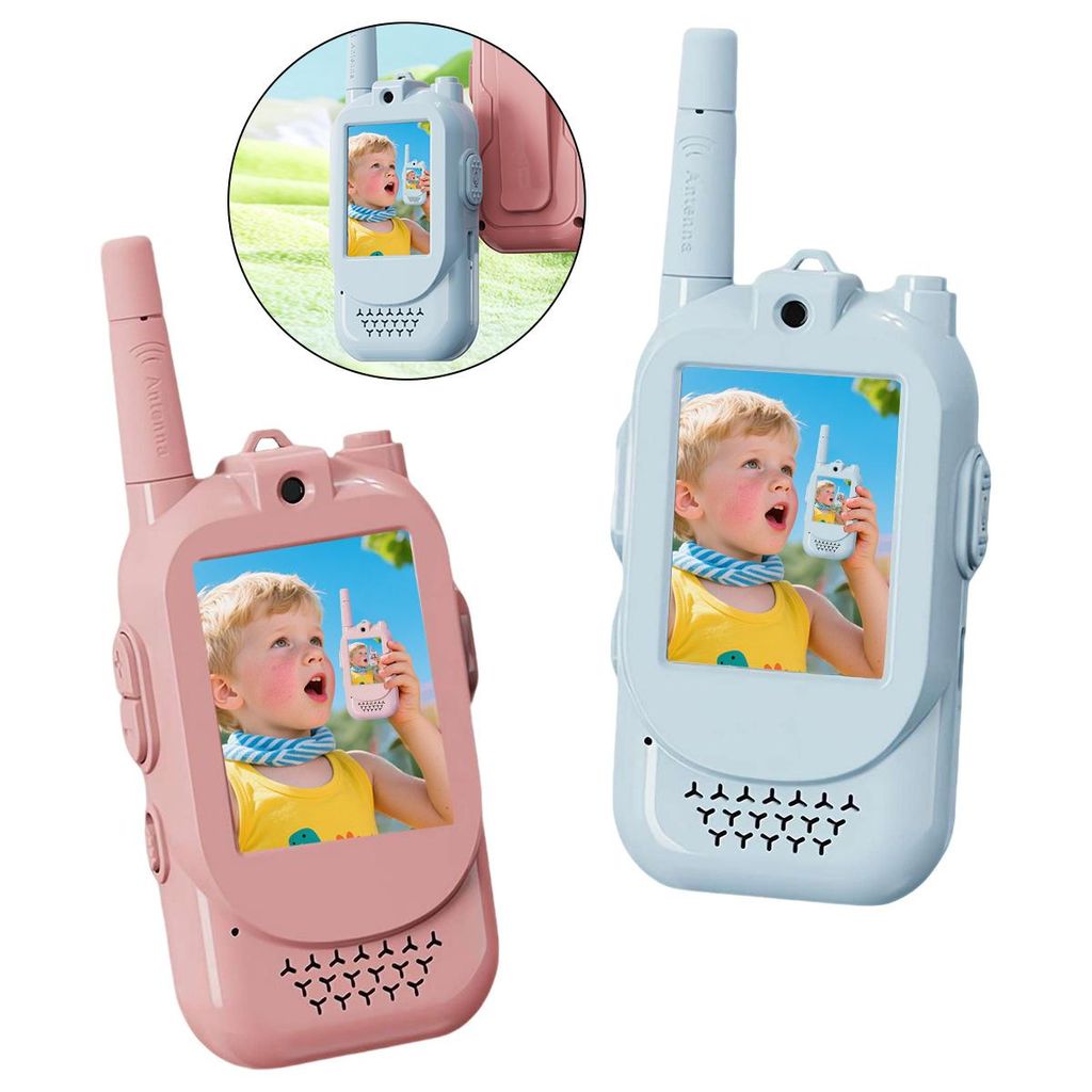 Video Walkie Talkie Kinder, Funkgeräte, 2 Pack Kinder-Video-Walkie-Talkies mit 2,0-Zoll Bildschirm für Echtzeit-Video-Chats, Reichweite 1,5 km