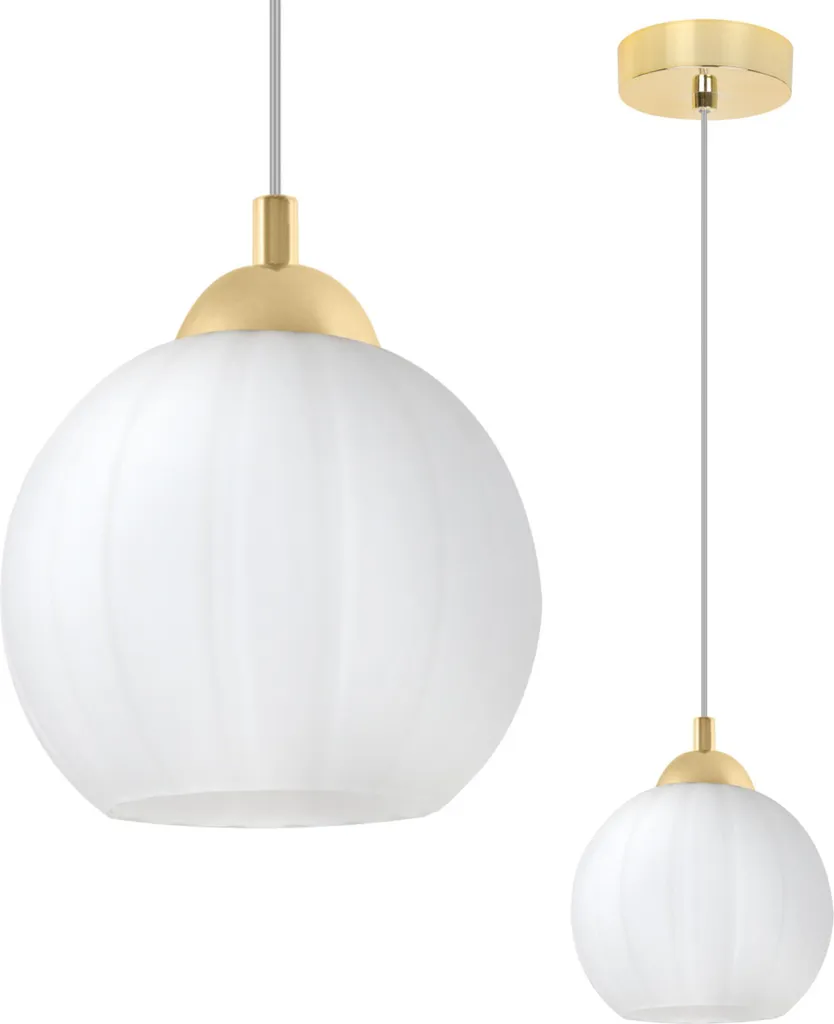 Sospensione Luxury COSTA Oro e Sfera Bianco Vetro E27 1 Luce