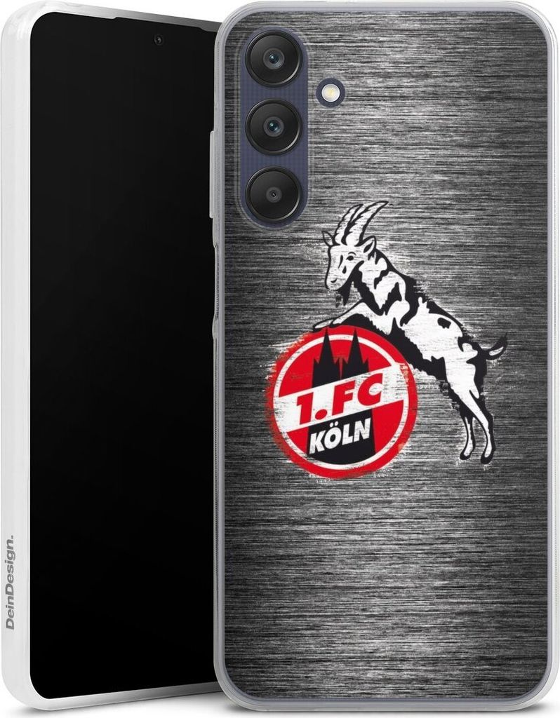 DeinDesign Slim Hülle für Samsung Galaxy A25 5G Silikon Case Ultra Dünn Handyhülle 1. FC Köln Metallic Look Offizielles Lizenzprodukt