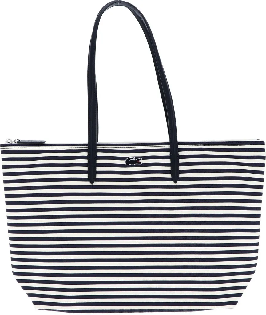 Grand Sac Shopping Lacoste L.12.12 Stripes Marine Chic et Très Spacieux