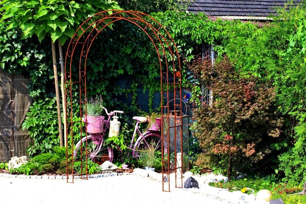 Rosenbogen HOLLAND Rund Gesamtbreite 2,40 m Edelrost Pergola Metallrosenbogen Gartenbogen Rosensäule Gartendeko Rozenboog Pergola Arches de Rose