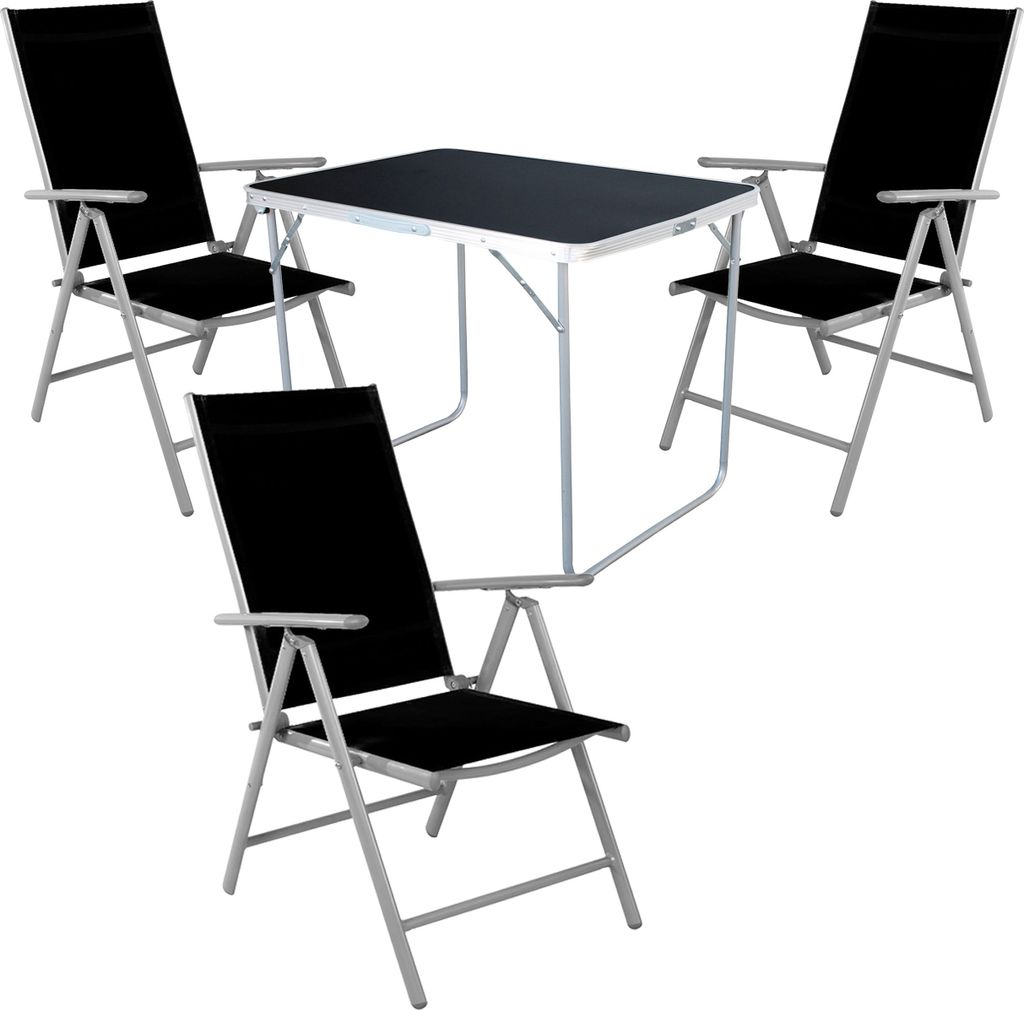 4-tlg Camping Set Gartenmöbel Campingtisch + 3 Campingstuhl Klappstuhl