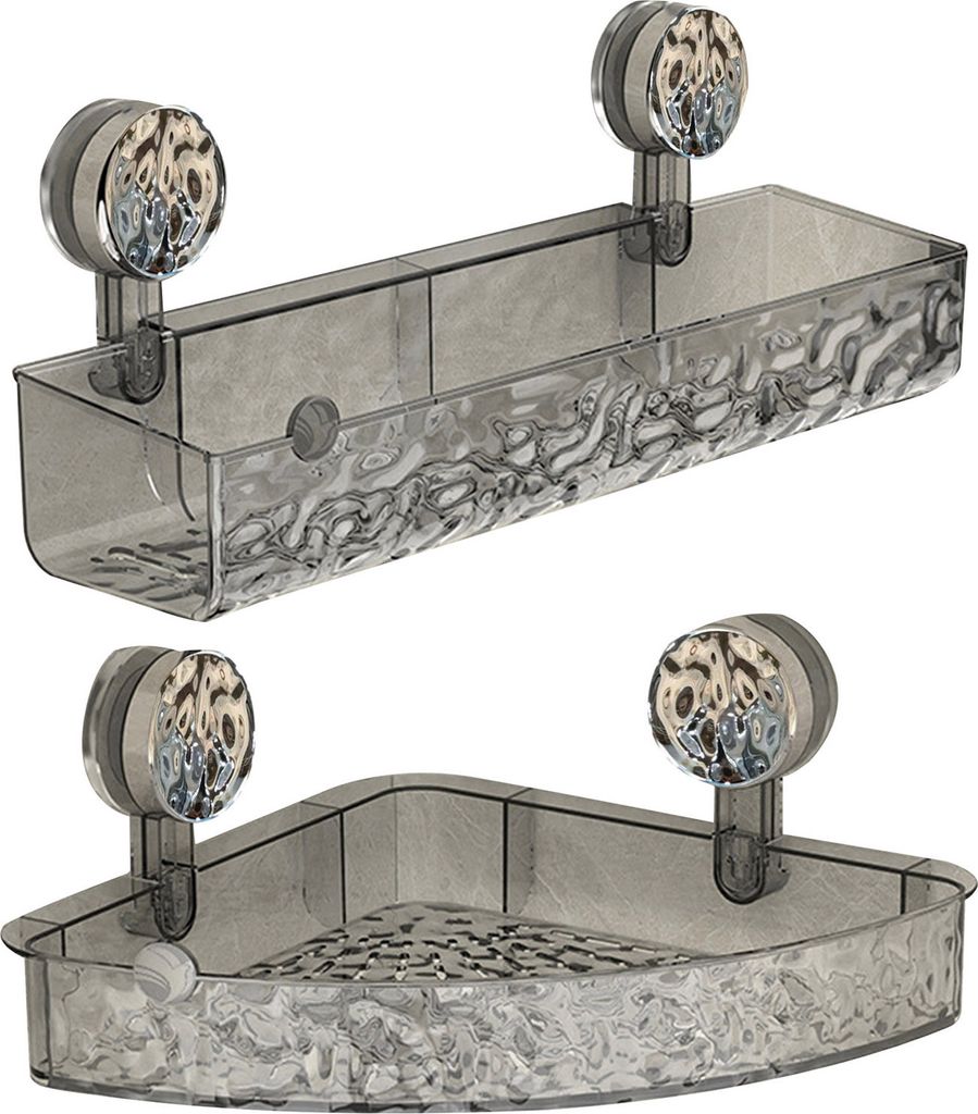 Eckregal für Badezimmer, transparent, dreieckig, dick, stanzfrei, rutschfest, starke Saugkraft, hohe Tragfähigkeit, Dusch-Aufbewahrungs-Organizer