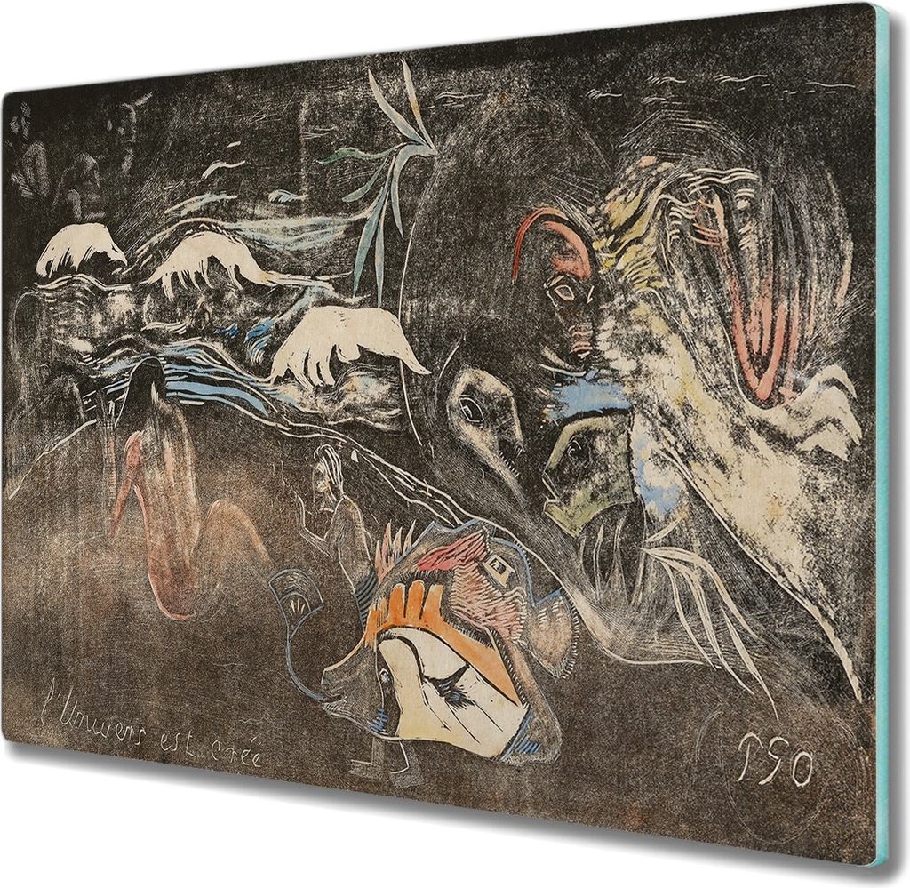 Coloray Hackbrett Kochplattenabdeckung Herdabdeckplatte 60x52 cm Schneidebrett Küchenbrett - moderne Gauguin