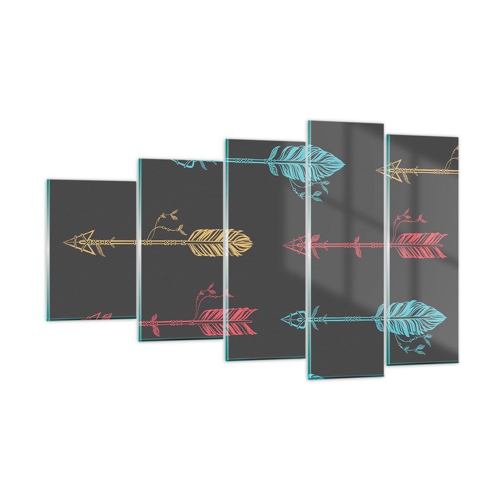 Bilder auf glas - Pfeil Feder - 100x60cm - Glasbilder - Wandbilder - Bilder - Kunstdruck - zum Aufhängen bereit - Wanddekoration aus Glas - Glas B...