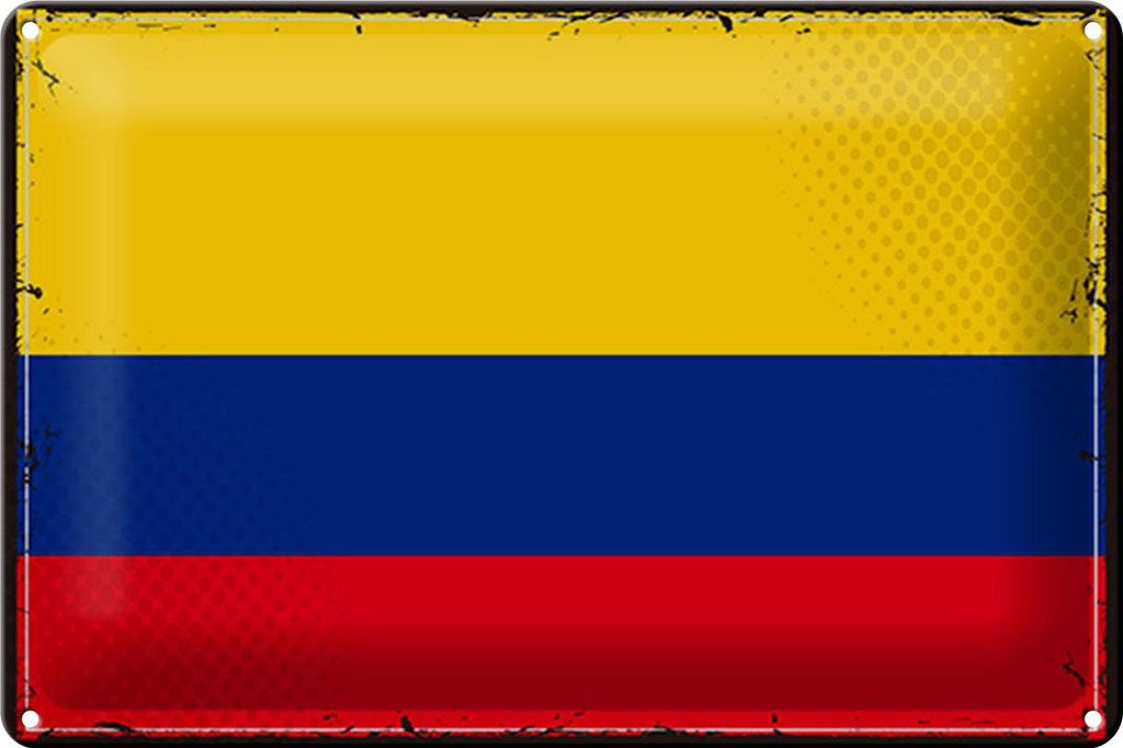 Blechschild Flagge Kolumbien 30x20cm Retro Flag Colombia