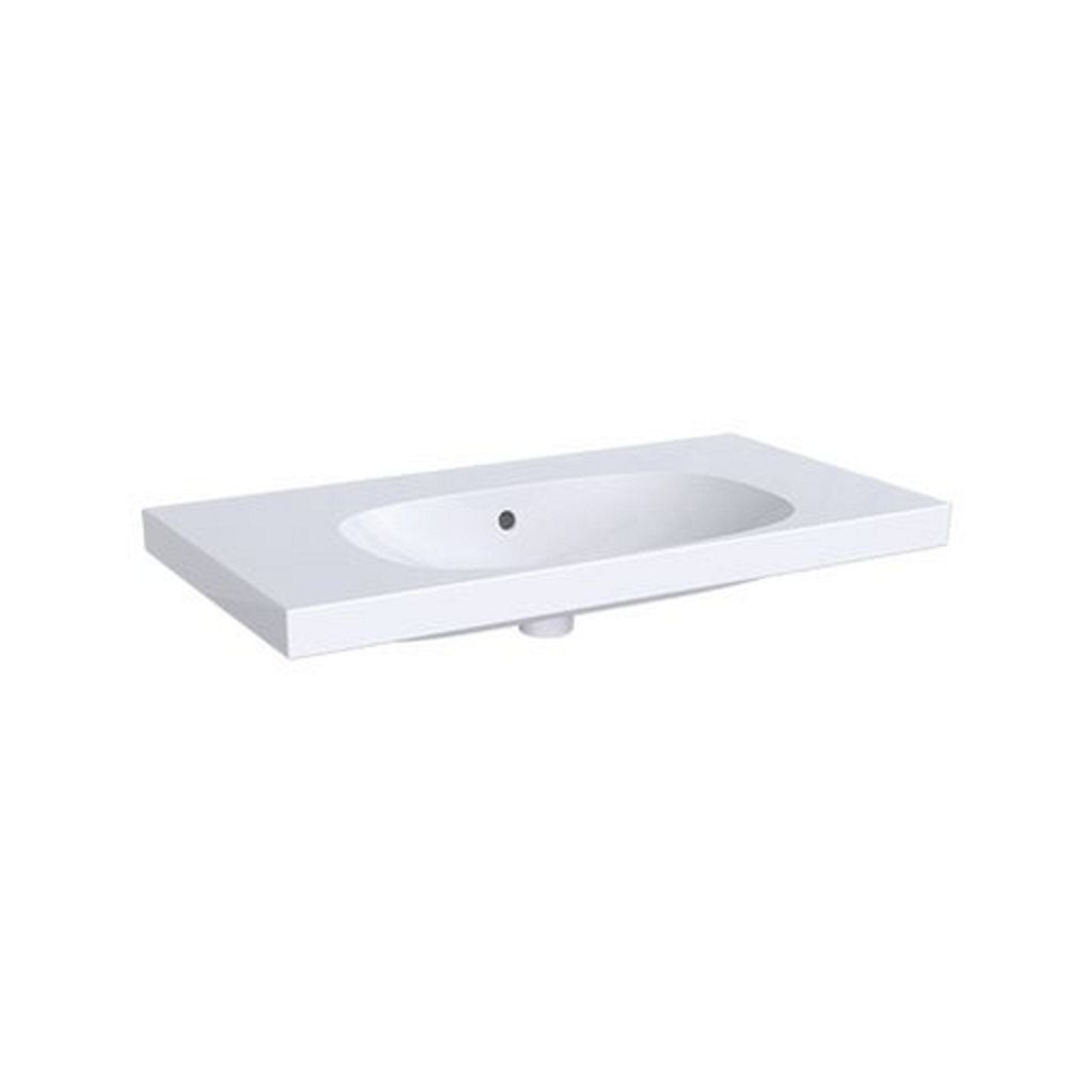 Geberit Waschtisch ACANTO 900 x 482 mm, mit Ablagefläche und Überlauf, ohne Hahnloch weiß KeraTect
