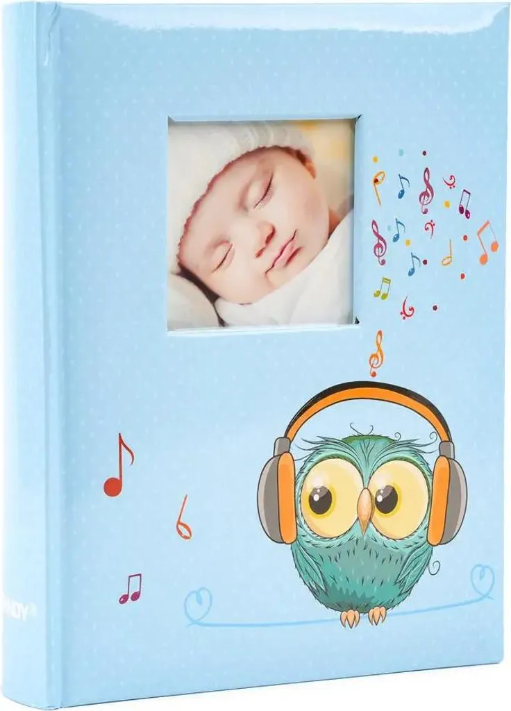 Regalo Nascita: Album Foto Owlet 1 Blu 200 Foto 9x13 cm - Design Gufetto