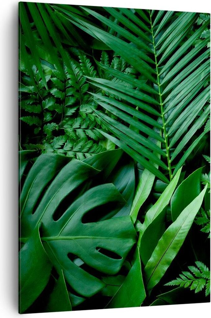 Bild auf Leinwand - Leinwandbild - Einteilig - Exotisch Blätter Monstera - 70x100cm - Wand Bild - Wanddeko - Wandbilder - Leinwanddruck - Wanddeko...