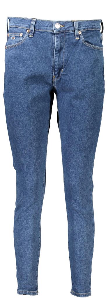Damen Super Skinny Jeans Blau mit Hoher Taille und Stickerei