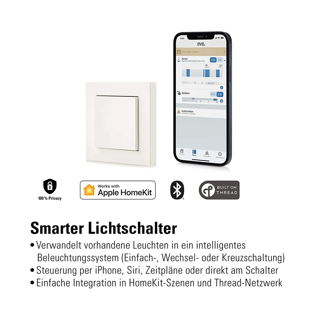 Interrupteur mural connecté Eve Light Switch Bluetooth pour maison intelligente - 5