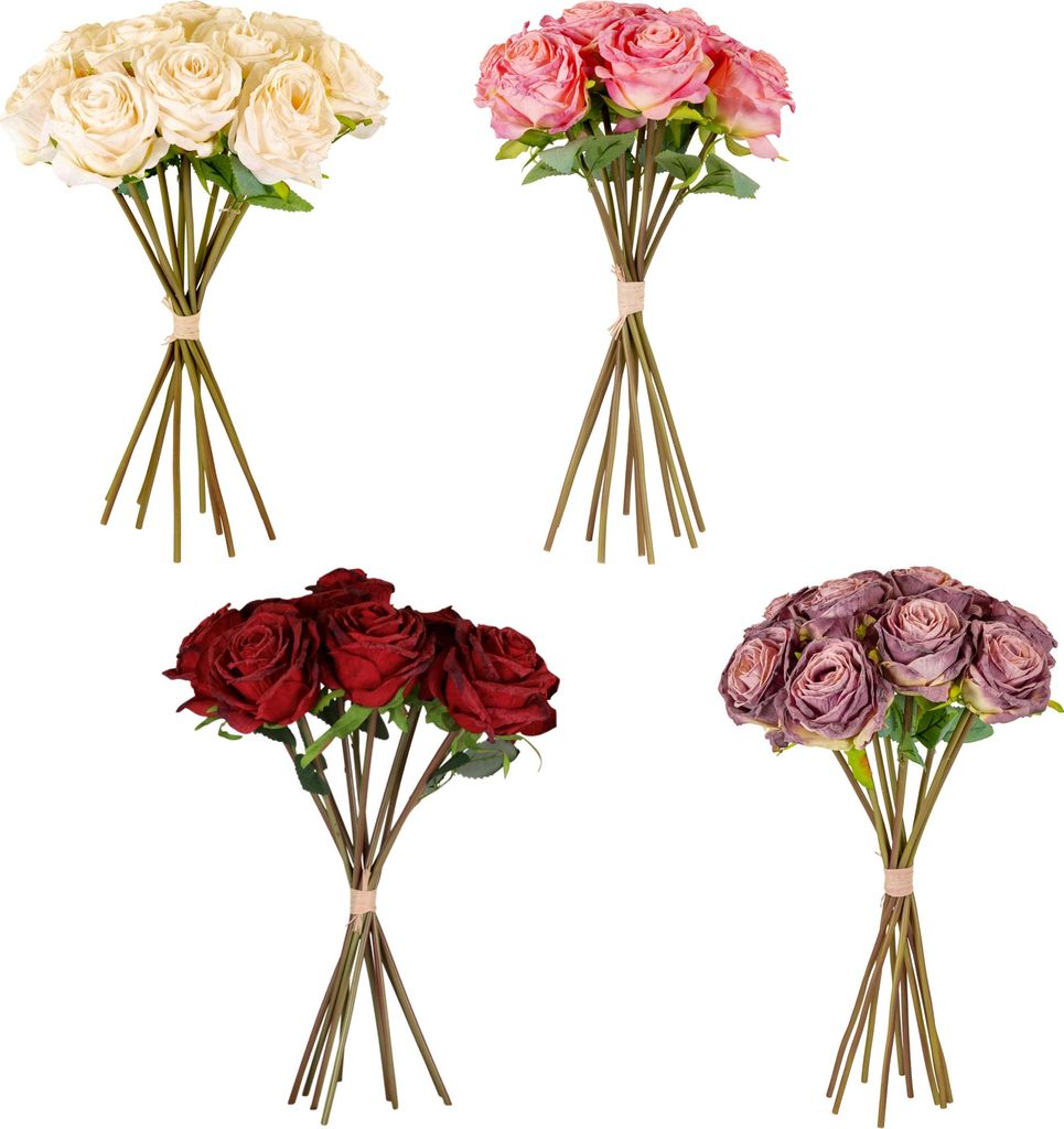 Blumenstrauß Rosenliebe, 163_Menge/Größe:10er Set - 35 cm, 164_Farbe/Art:Beere - Rosen