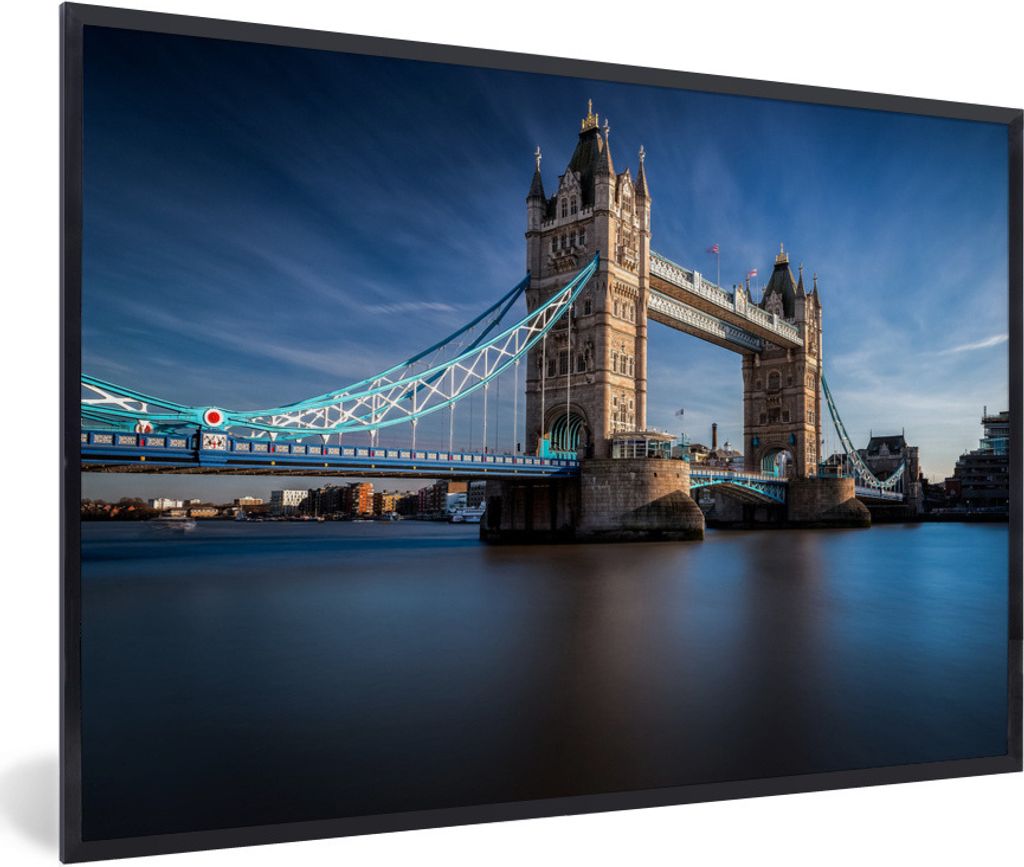 MuchoWow Gerahmtes Poster Die Londoner Tower Bridge im Sonnenlicht 30x20 cm - Poster mit Schwarzem Bilderrahmen Wandposter Rahmen Foto Bilder - K...