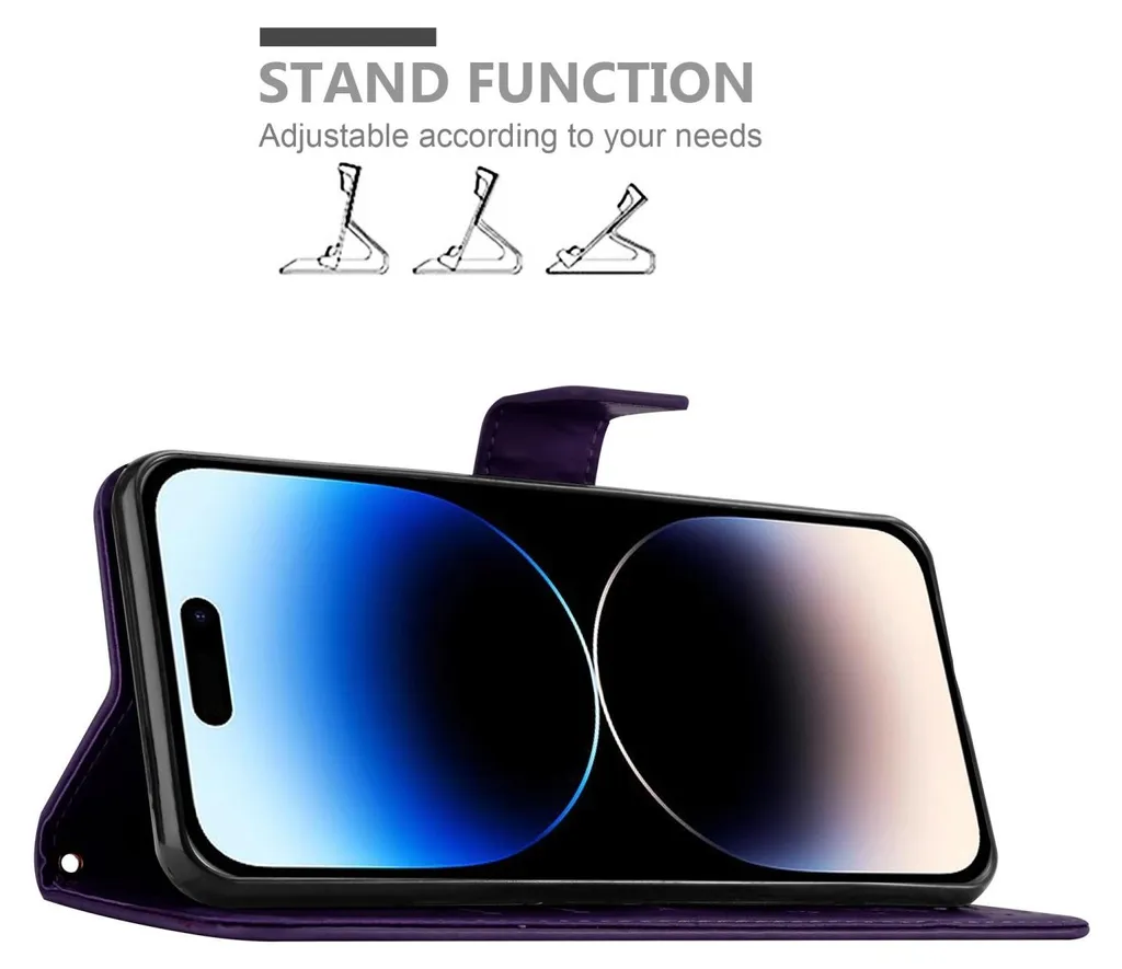 Custodia iPhone 14 Pro Cadorabo Viola a Fiori - Protezione Elegante - 4