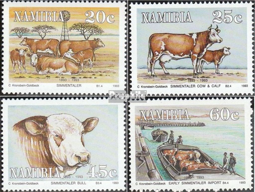 Briefmarken Namibia - Südwestafrika 1993 Mi 739-742 (kompl.Ausg.) FDC Simmentaler-Rinder