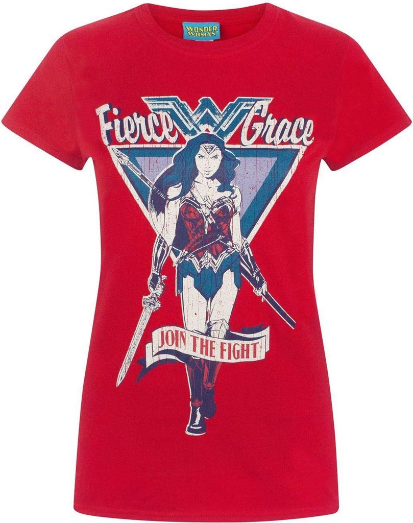 Wonder Woman Damen T-Shirt Join The Fight NS4757 (S) (Rot)