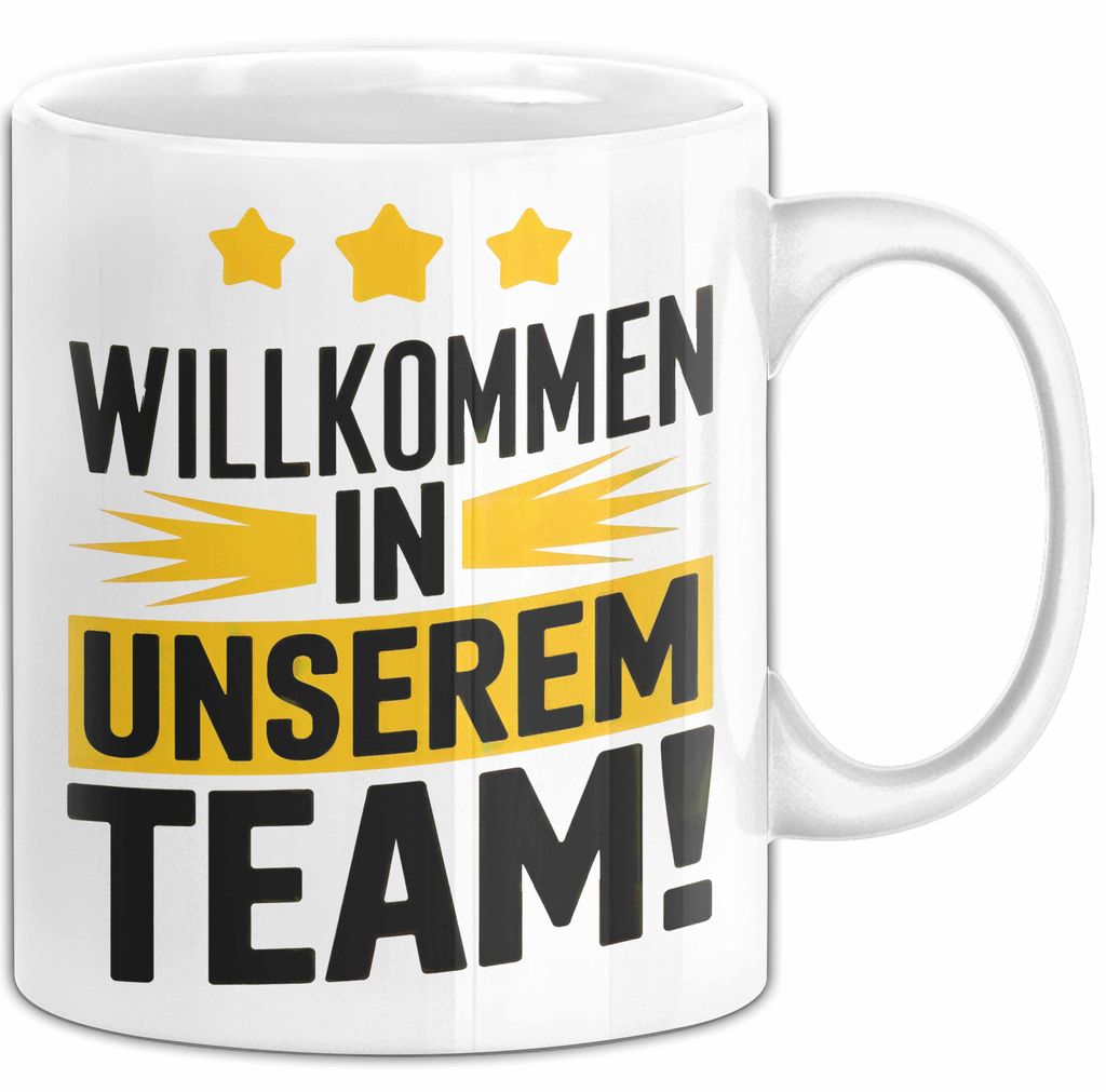 Office Arbeitskollege Tasse Geschenk Lustige Geschenkidee Spruch Willkommen In Unserem Team (Weiß)