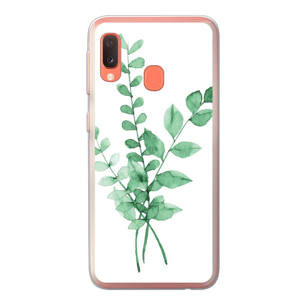 MuchoWow Handyhülle Schutzhülle Hülle für Samsung Galaxy A20e Aquarelle - Blätter - Pflanzen Silikon Softcase Handy Hülle - Abdeckung