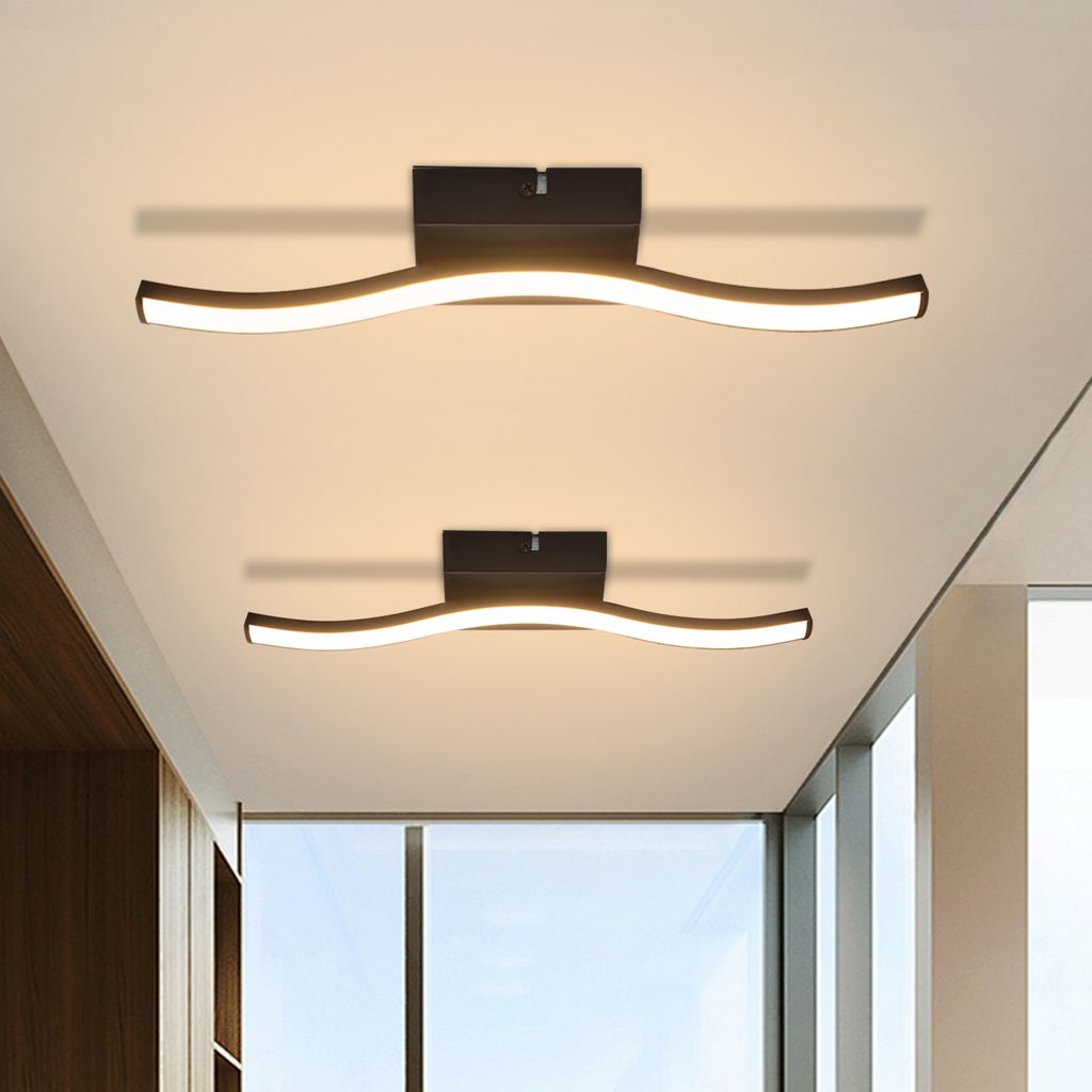 ZMH 2ER Deckenlampe Schlafzimmer Deckenleuchte Wohnzimmer Modern Schlafzimmerlampe Schwarz 6W Küchenlampe Innen Wellen Design Wohnzimmerlampe 3000...