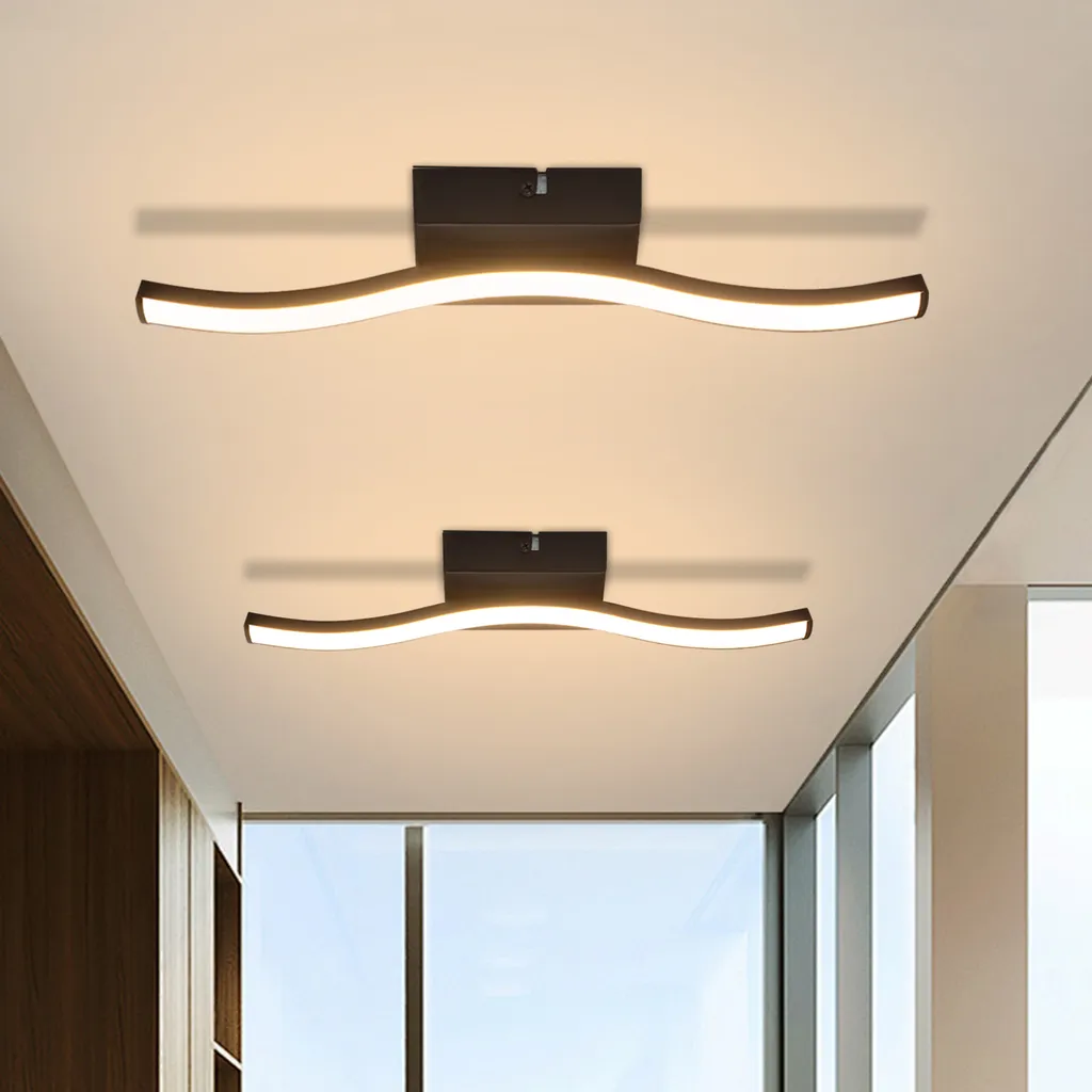 Plafonnier LED Moderne 6W Noir Luminaire de Plafond Design pour Salon