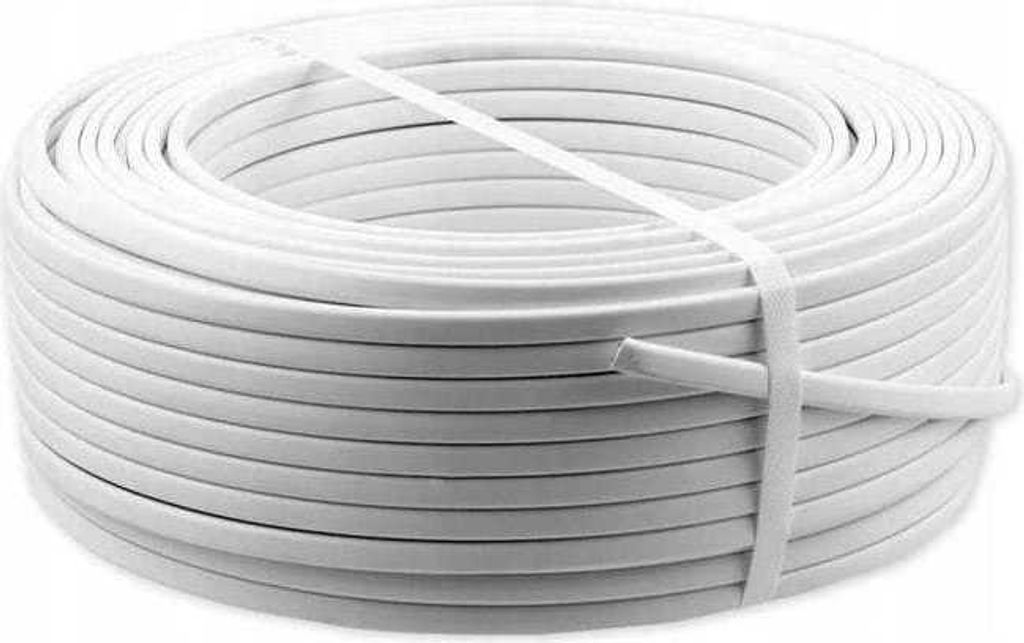 A coil of white electrical cable.