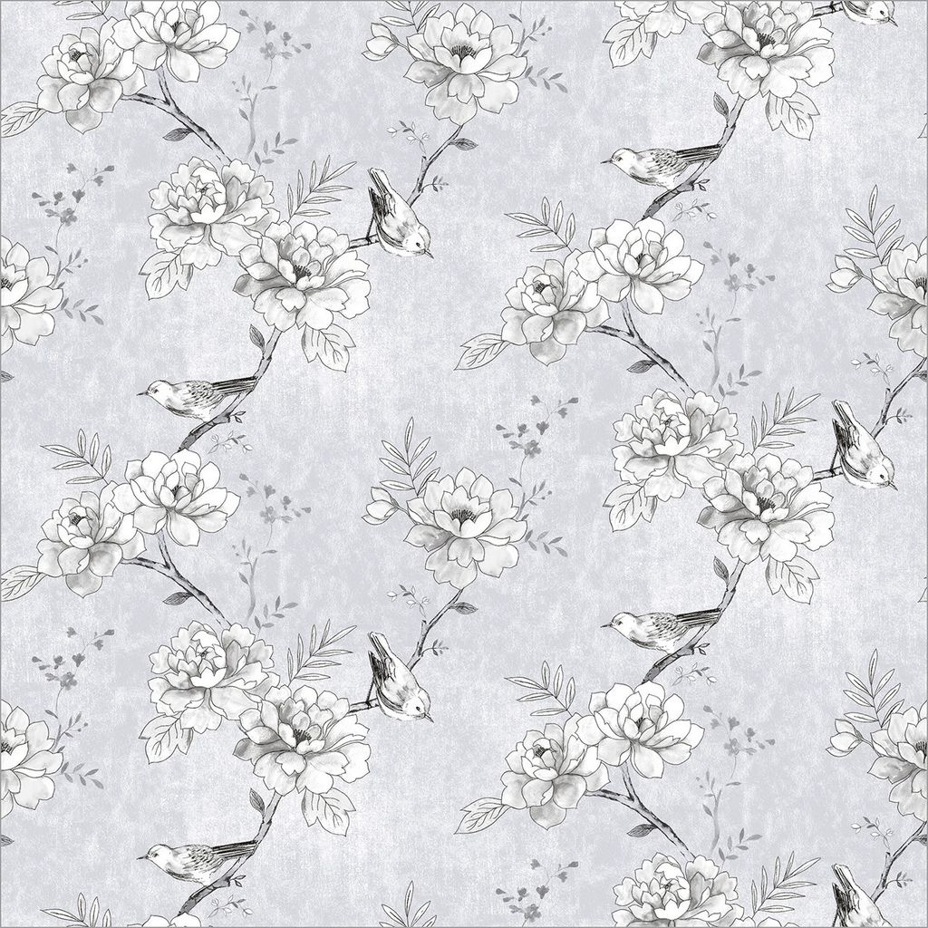Sovie HORECA Tischdecke Maylin in Hellgrau aus Linclass Airlaid 80 x 80 cm, 20 Stück - Floral Vögel
