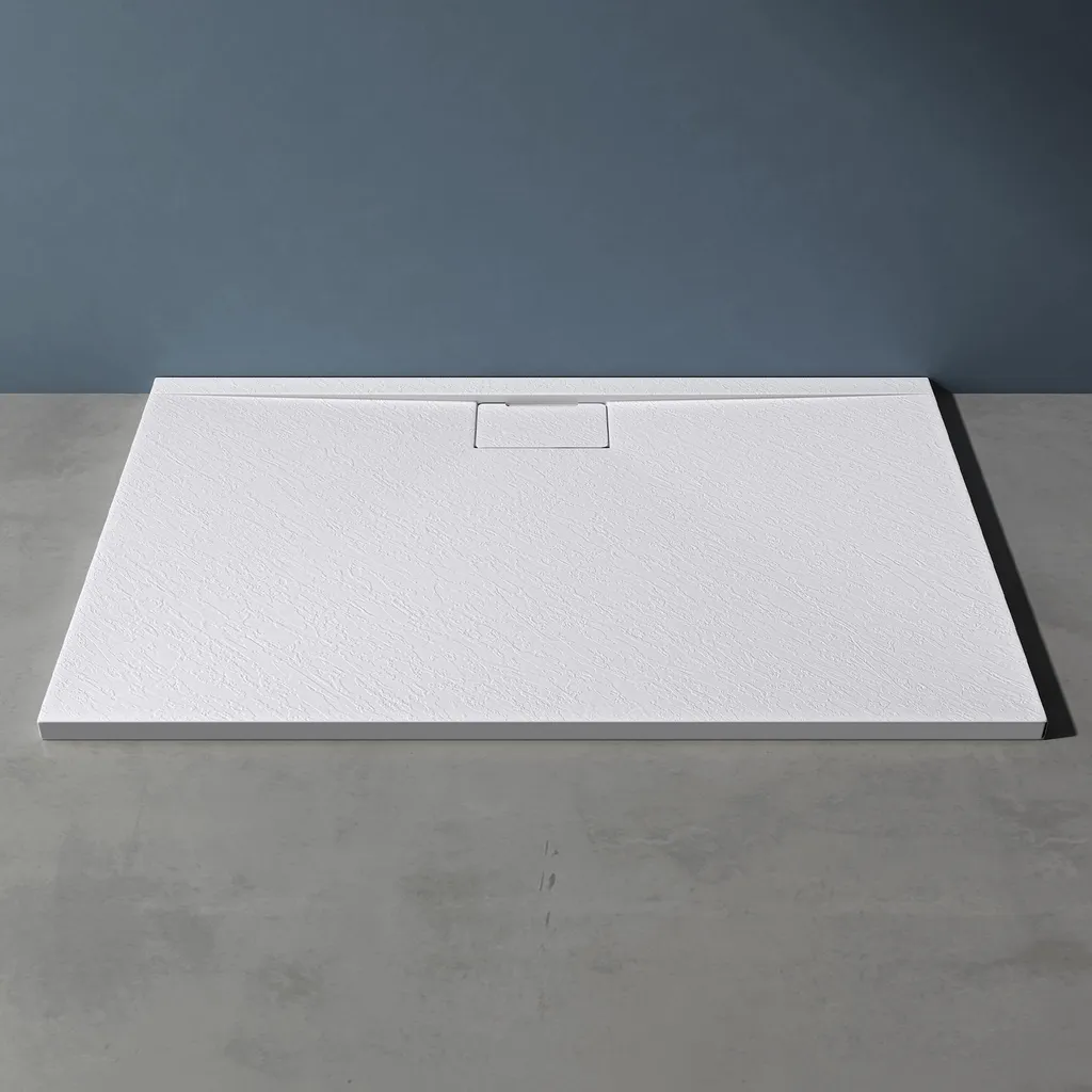 Receveur de Douche 90x120cm Solid Surface Blanc Mat Geoma07 avec Bonde - 2