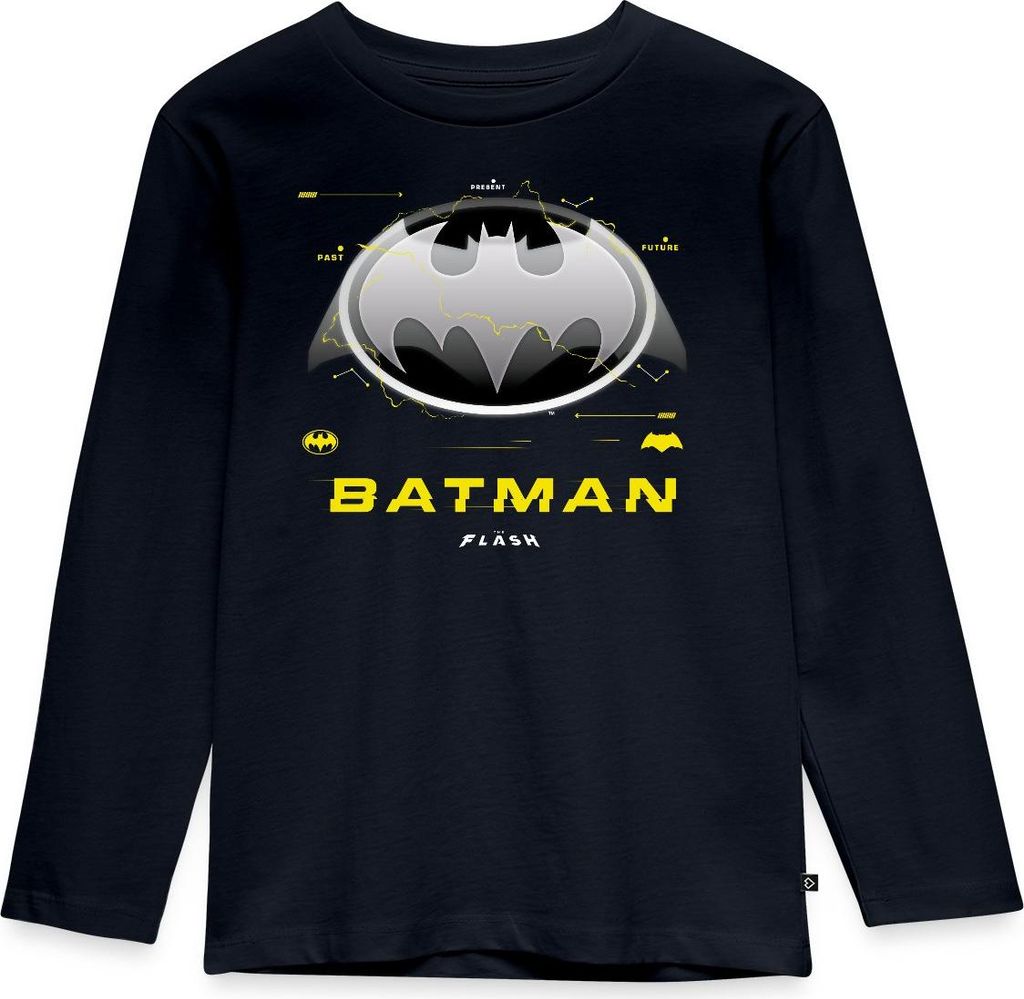Spreadshirt The Flash Klassisches Batman Logo In Grau Kinder Premium Langarmshirt, 110/116 (4 Jahre), Navy