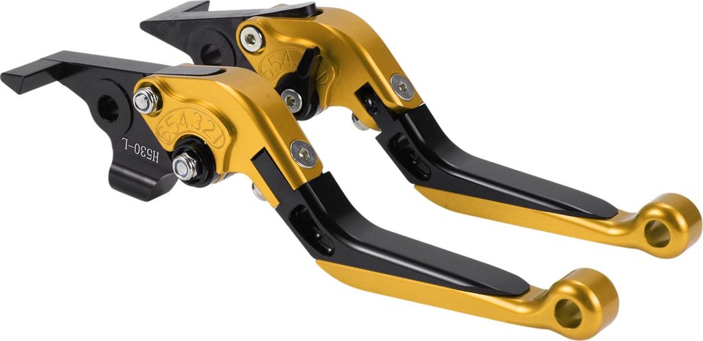 Kurze Lange Brems- und Kupplungshebel für Yamaha TMAX560 6-fach verstellbare Motorrad Lenker Bremshebel Aluminiumlegierung Goldton Kopf Schwarz Griff