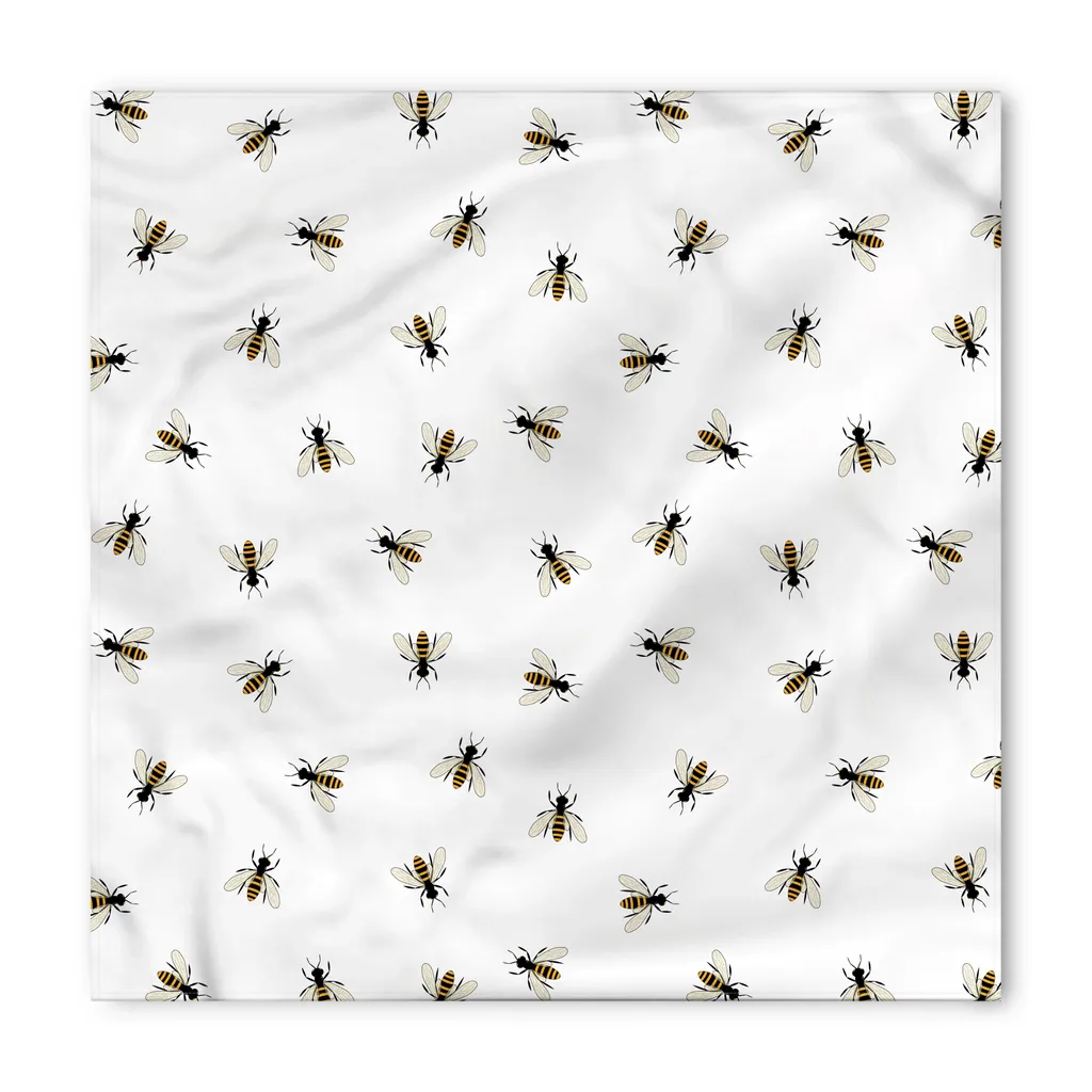 ABAKUHAUS Bandana per animali domestici Queen Bee, motivo con mosche e insetti, 55x55 cm, terra giallo grigio - 2