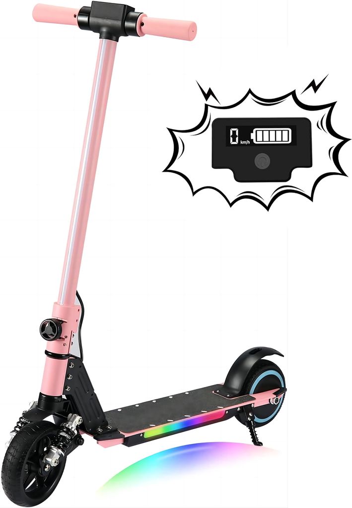 KXQ-EPRO Elektroscooter Kinder Klappbar Elektroroller Rosa Kinderroller Für Kinder und Jugendliche 130W Motor,14 km/h,5-8 km Reichweite E-Scooter