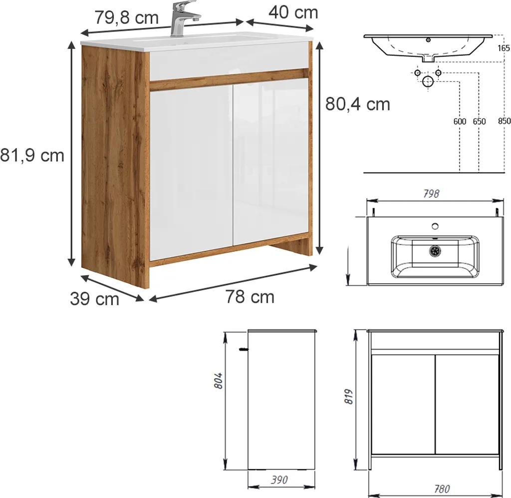 Ensemble 2 pièces Vicco Lemgo en chêne de force doré - Style Moderne
