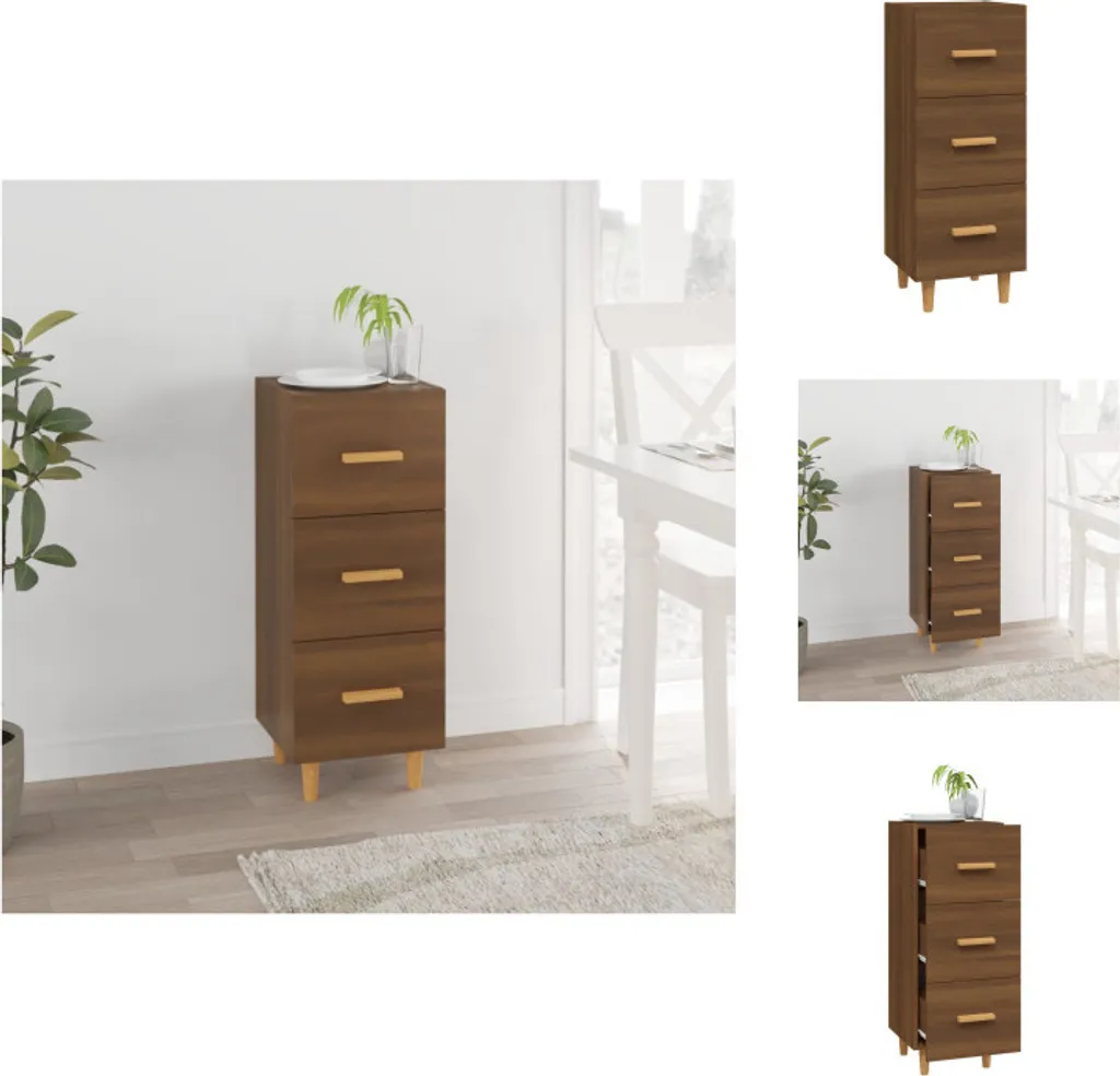 vidaXL Credenza 34,5x34x90 cm Legno Multistrato Rovere Marrone