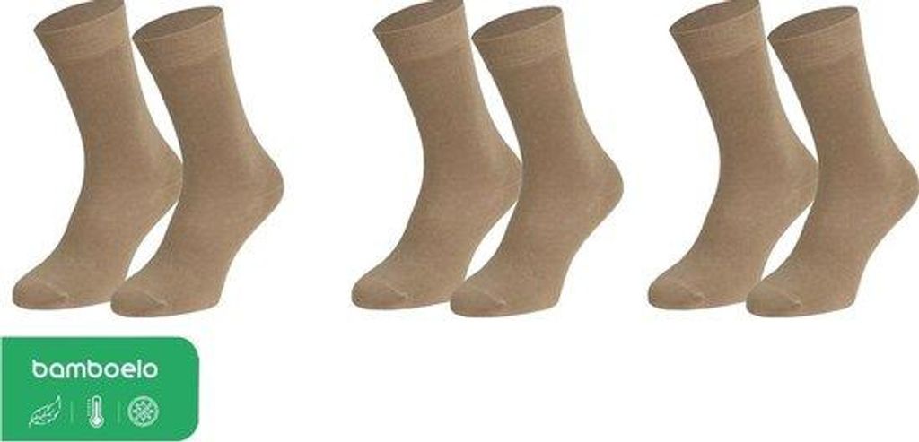 Bamboelo Socken 3 Paar Bambussocken nahtlos Größe 39-42 Beige