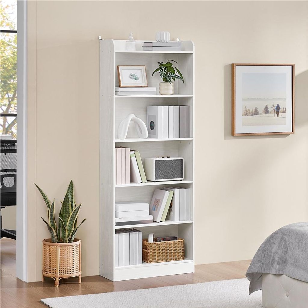 Yaheetech Bücherregal 6 Fächer Bücherschrank 160 cm H Standregal mit verstellbarer Regalboden, Weiß