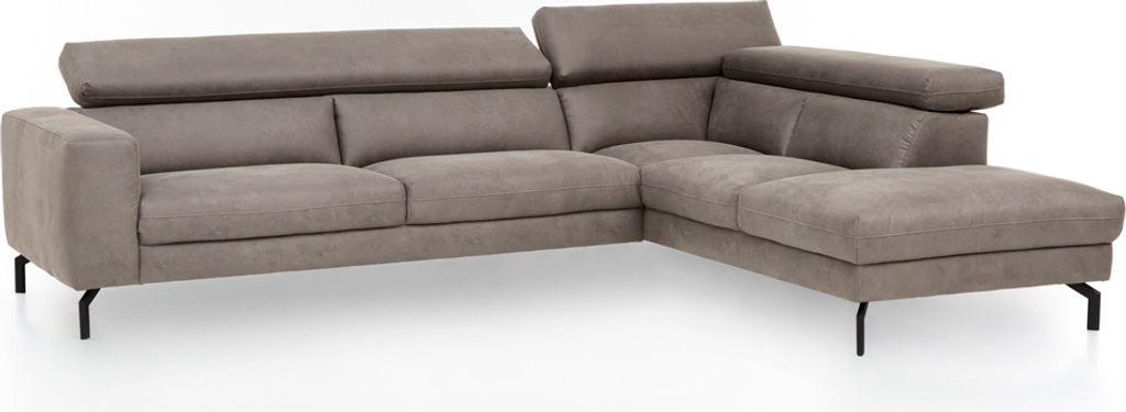 Ecksofa mit verstellbaren Kopfteilen, Vintageoptik schlamm, 2,5-Sitzer mit Récamiere rechts, CASSINO-155