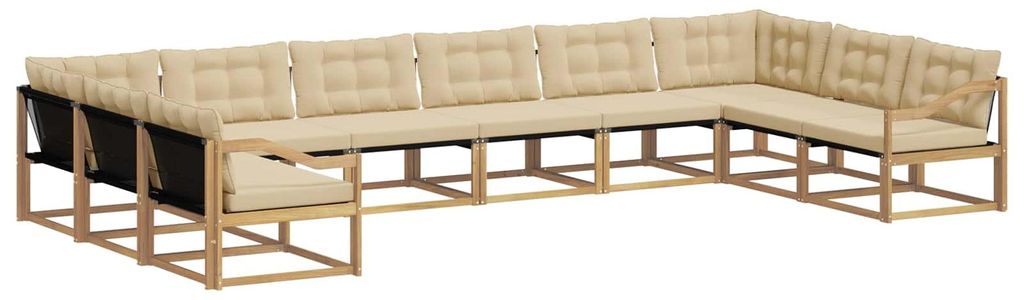 “2026 Modern“ Braun Outdoor-Sofagarnitur mit Kissen 10 pcs Weiß und Beige - Designermöbel 72794 - Gartensofas