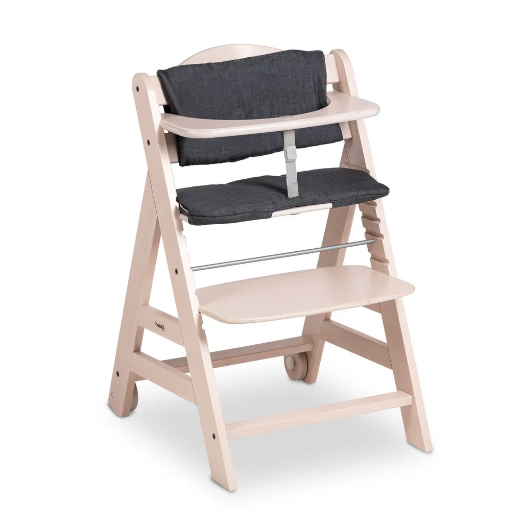 Chaise Haute en Bois Évolutive Hauck Beta+ Pack Complet Repas et Assise