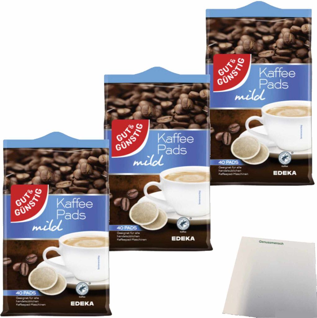 Gut & Günstig Kaffeepads Mild 3er Pack (3x280g Packung) + usy Block
