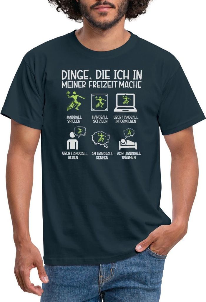 Spreadshirt Handball Liebhaber Freizeit Männer T-Shirt, XXL, Navy
