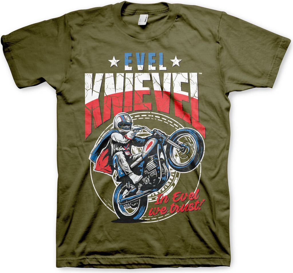 Evel Knievel Wheelie T-Shirt - XX-Large - Olive