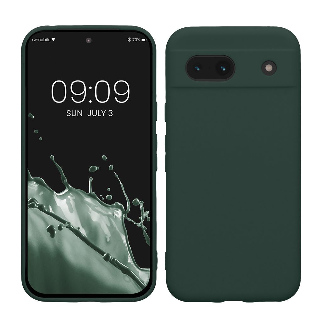 kwmobile Handyhülle kompatibel mit Google Pixel 8a Hülle - Handy Case aus weichem Silikon in Moosgrün