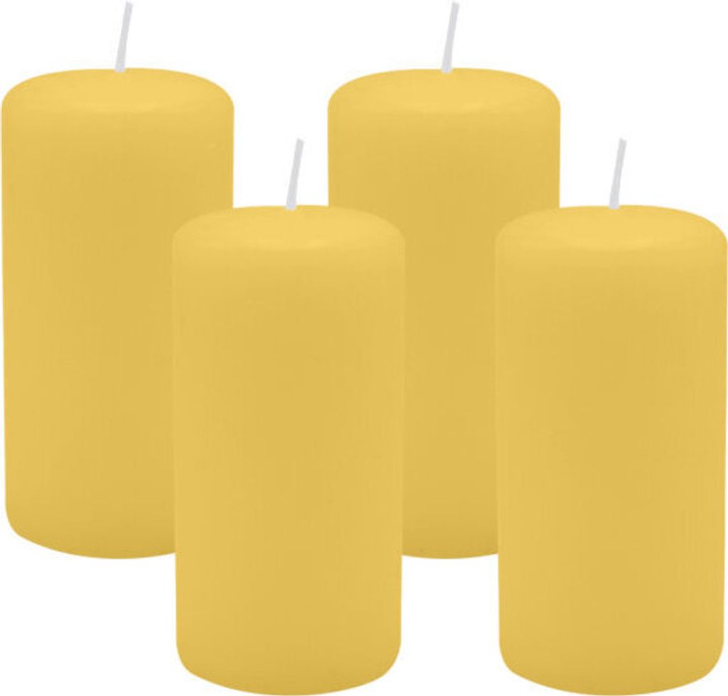 4er Set Adventskranzkerzen Grapefruit Gelb Ø 50 x 100 mm