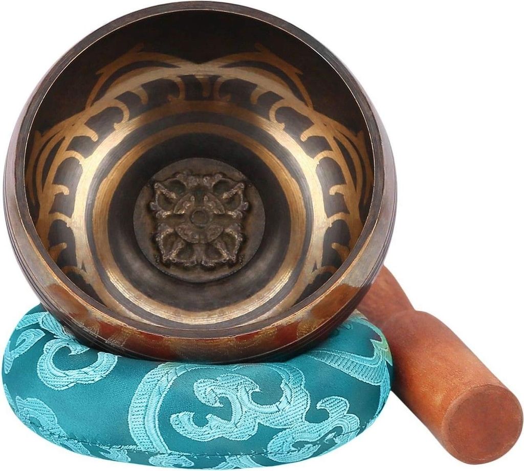 95 cm Tibetische Klangschalen-Set - traditionelle Klangschale mit Schläger und Kissen - Meditation Chakra Heilung Yoga Gebet