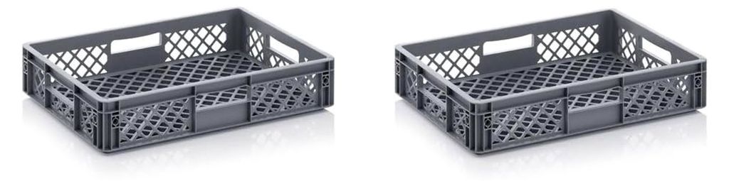 2x Bäckerkiste Cateringbox 60 x 40 x 12 durchbrochen inkl. gratis Zollstock 2er Set