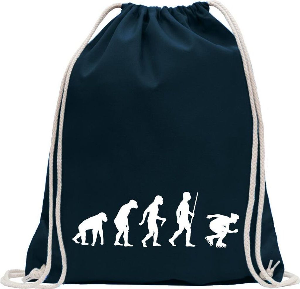 Kiwistar - Turnbeutel - dunkelblau - Inlineskaten Evolution - Fun Rucksack Sport Beutel Gymsack Baumwolle mit Ziehgurt