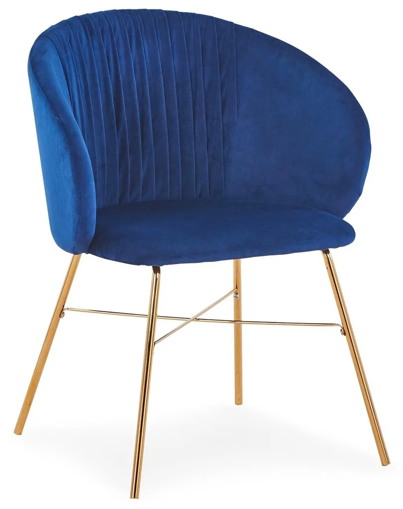 Chaise Velours Bleu avec Pieds Dorés Smart - Finition Luxe et Confort