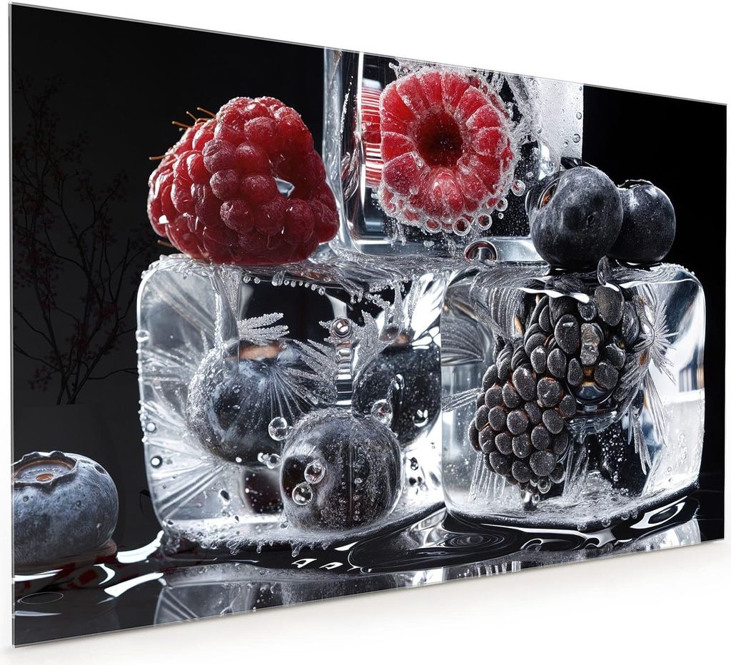 Küchenrückwand Spritzschutz Glas mit Motiv Gefrorene Früchte 40 x 40 cm