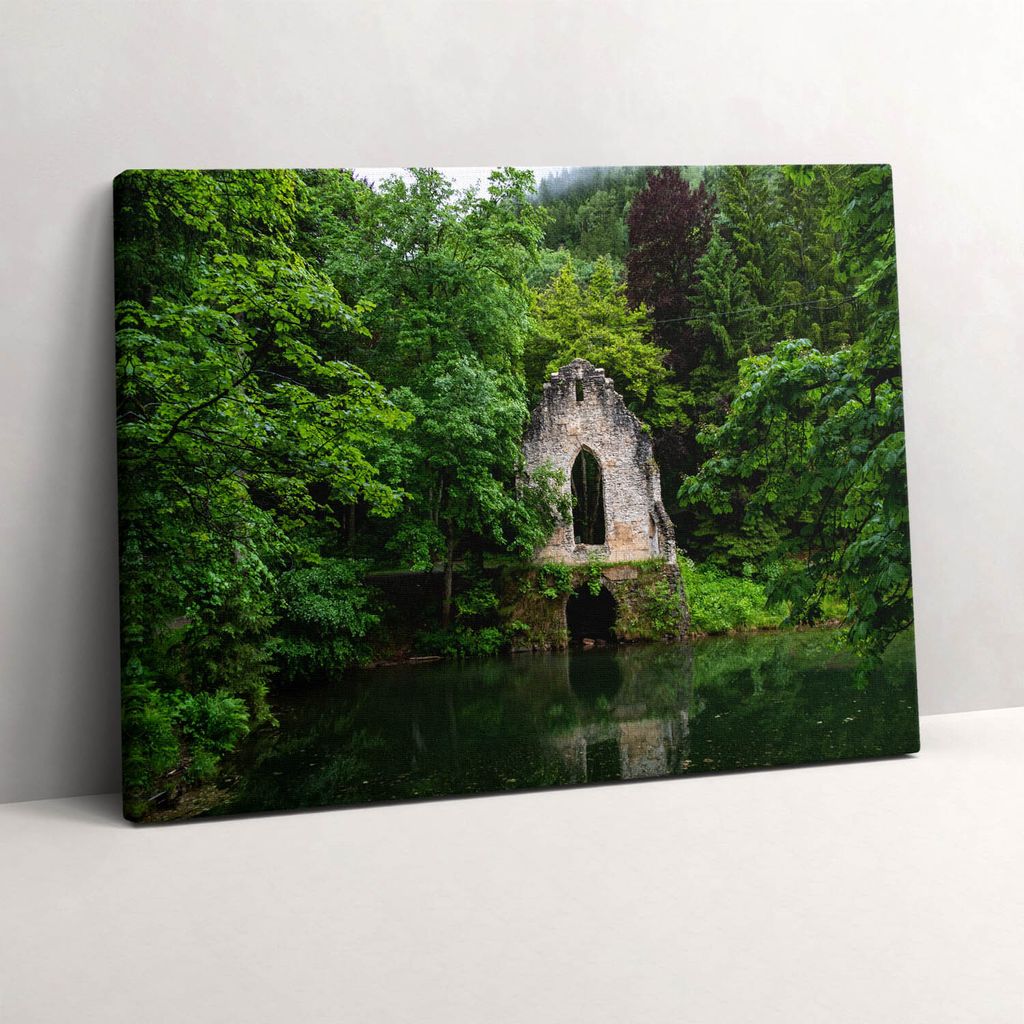 Ruinen der alten Kapelle Chamonix Frankreich – Leinwandbild Wandbild – 80x60 cm – Leinwandbilder – Wandbilder – Schlafzimmer – Flur