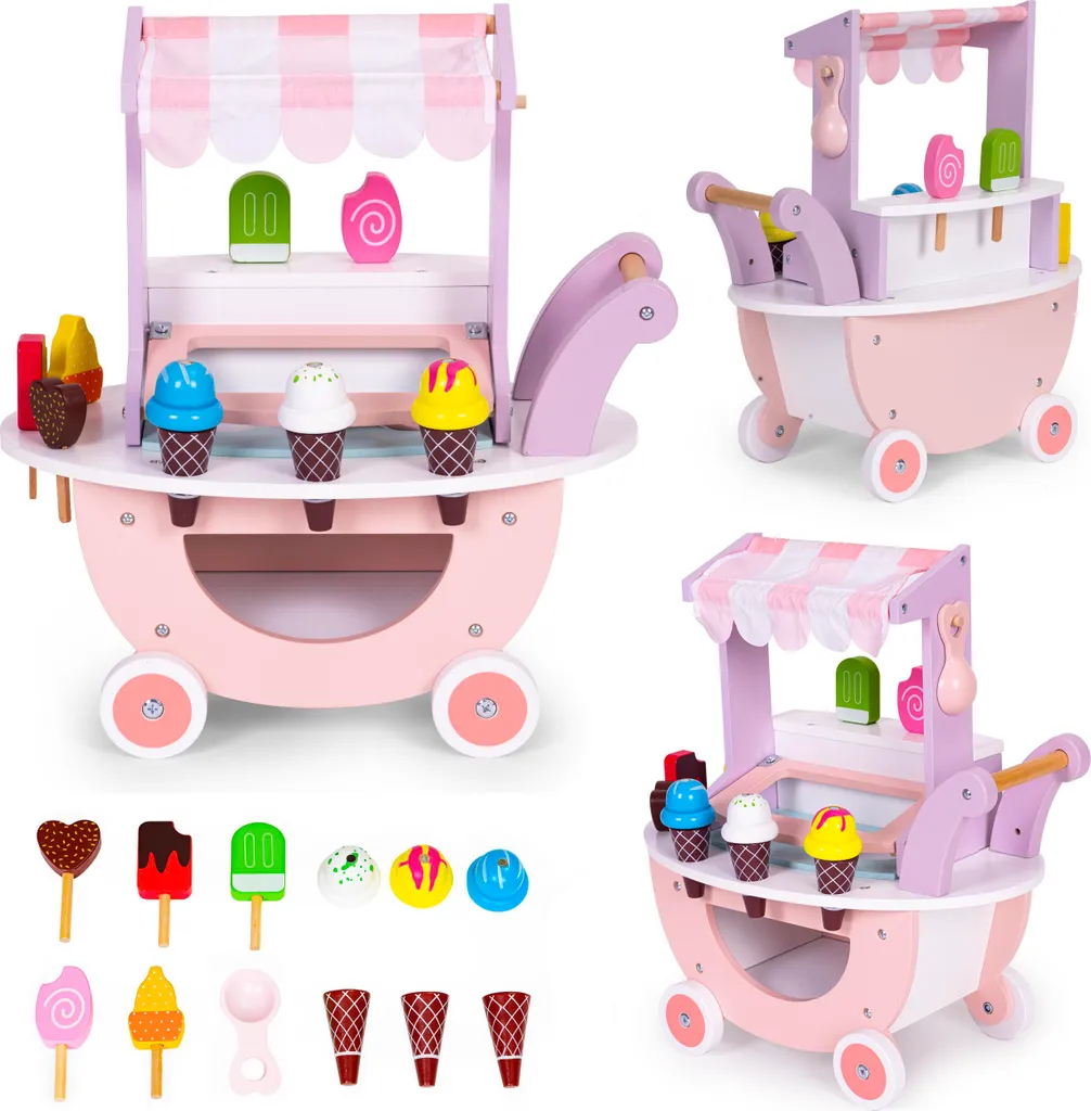 Chariot de glaces bois durable - Un jouet sans plastique ni piles